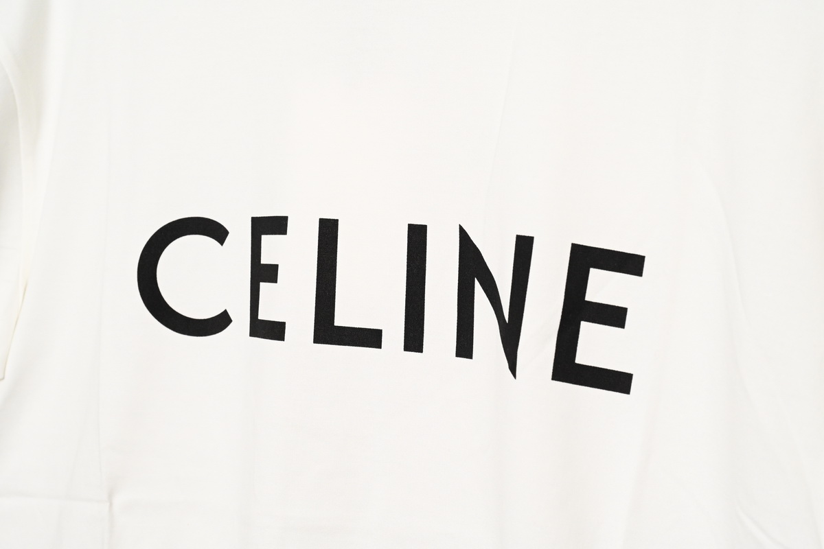 Celine SS22 Celine Logo letter print round neck short-sleeved T-shirt White