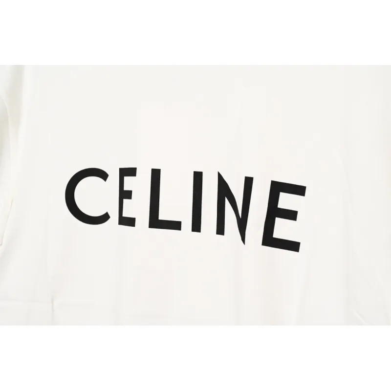Celine SS22 Celine Logo letter print round neck short-sleeved T-shirt White
