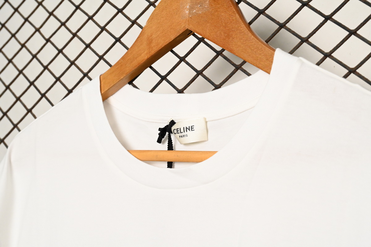 Celine SS22 Celine Logo letter print round neck short-sleeved T-shirt White