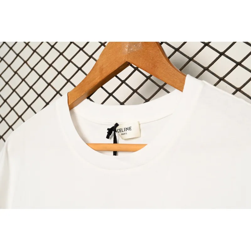 Celine SS22 Celine Logo letter print round neck short-sleeved T-shirt White