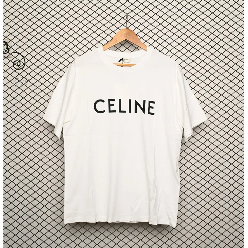 Celine SS22 Celine Logo letter print round neck short-sleeved T-shirt White