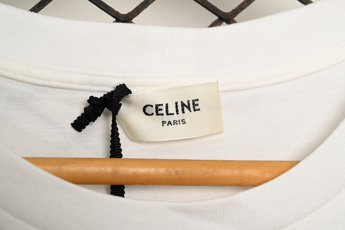 Celine SS22 Celine Logo letter print round neck short-sleeved T-shirt White
