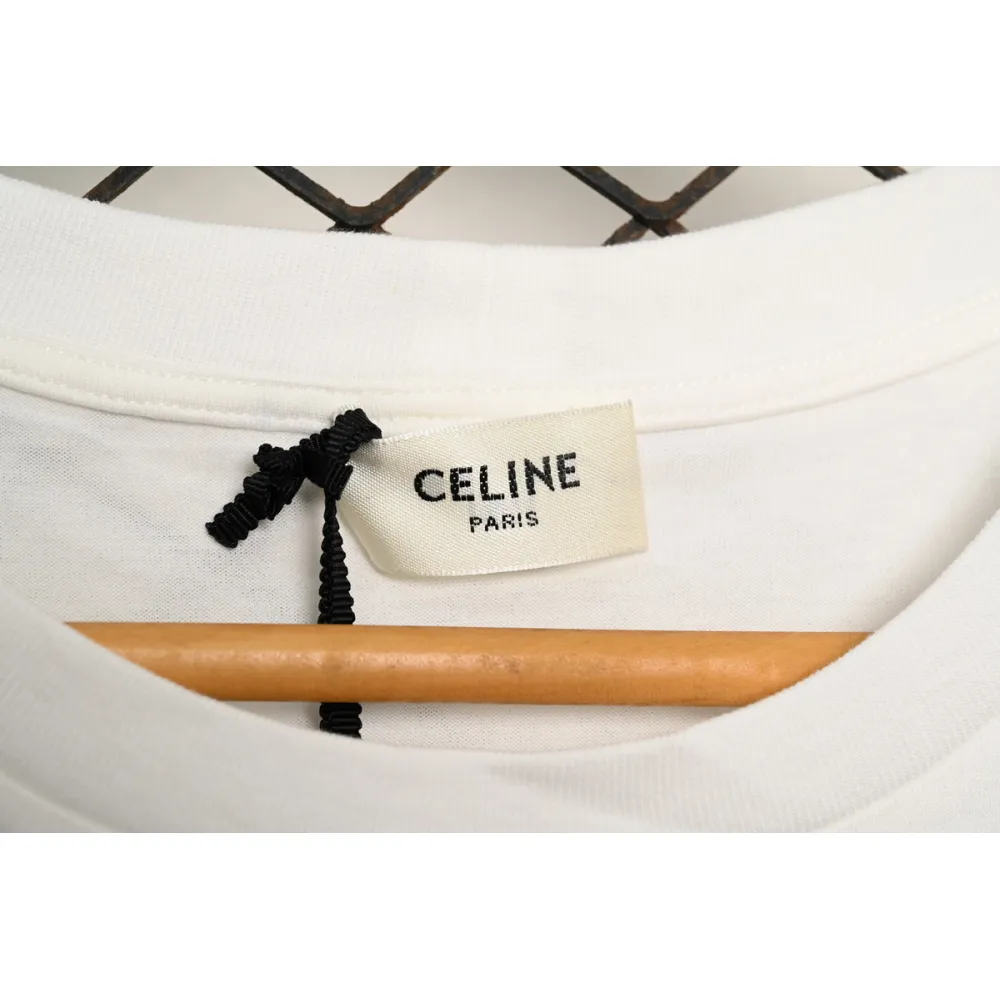Celine SS22 Celine Logo letter print round neck short-sleeved T-shirt White