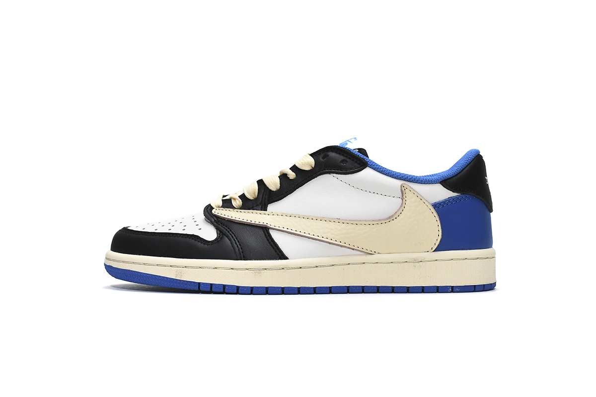 Nike Fragment Design x Travis Scott x Air Jordan 1 Retro Low Sail Black Military Blue DM7866-140(Special Offer)