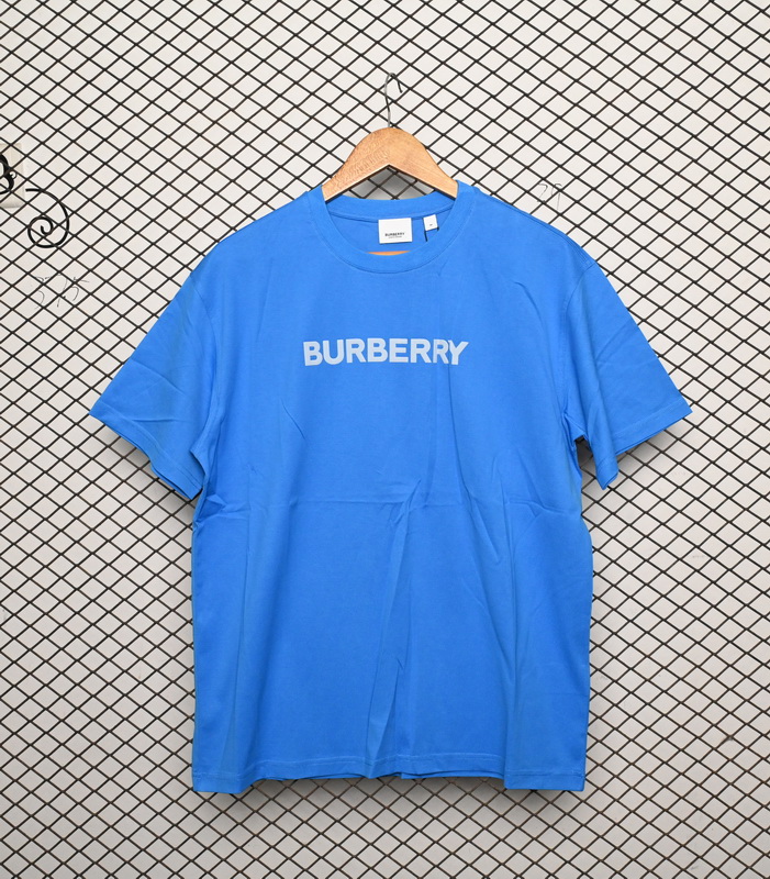 Burberry Letter Logo Print Loose Short Sleeve T-Shirt Blue