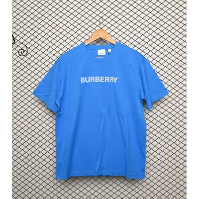 Burberry Letter Logo Print Loose Short Sleeve T-Shirt Blue 01