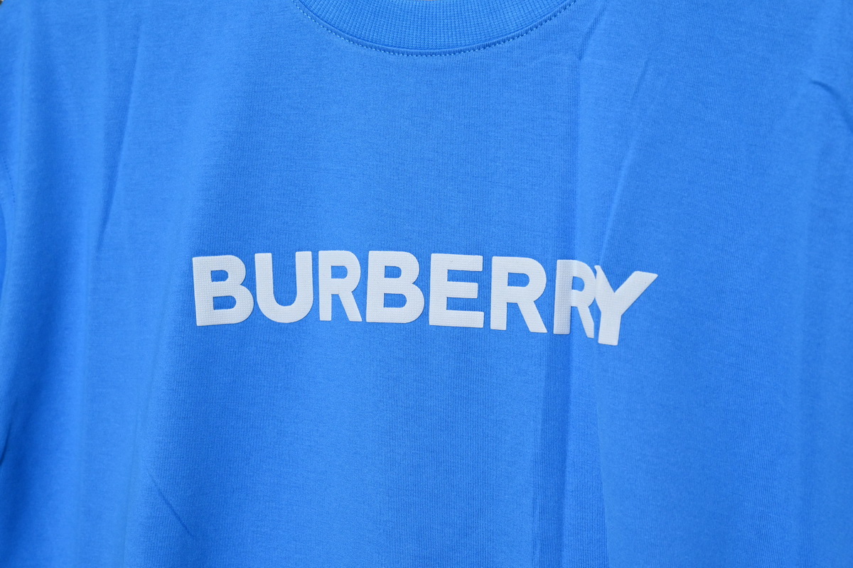 Burberry Letter Logo Print Loose Short Sleeve T-Shirt Blue