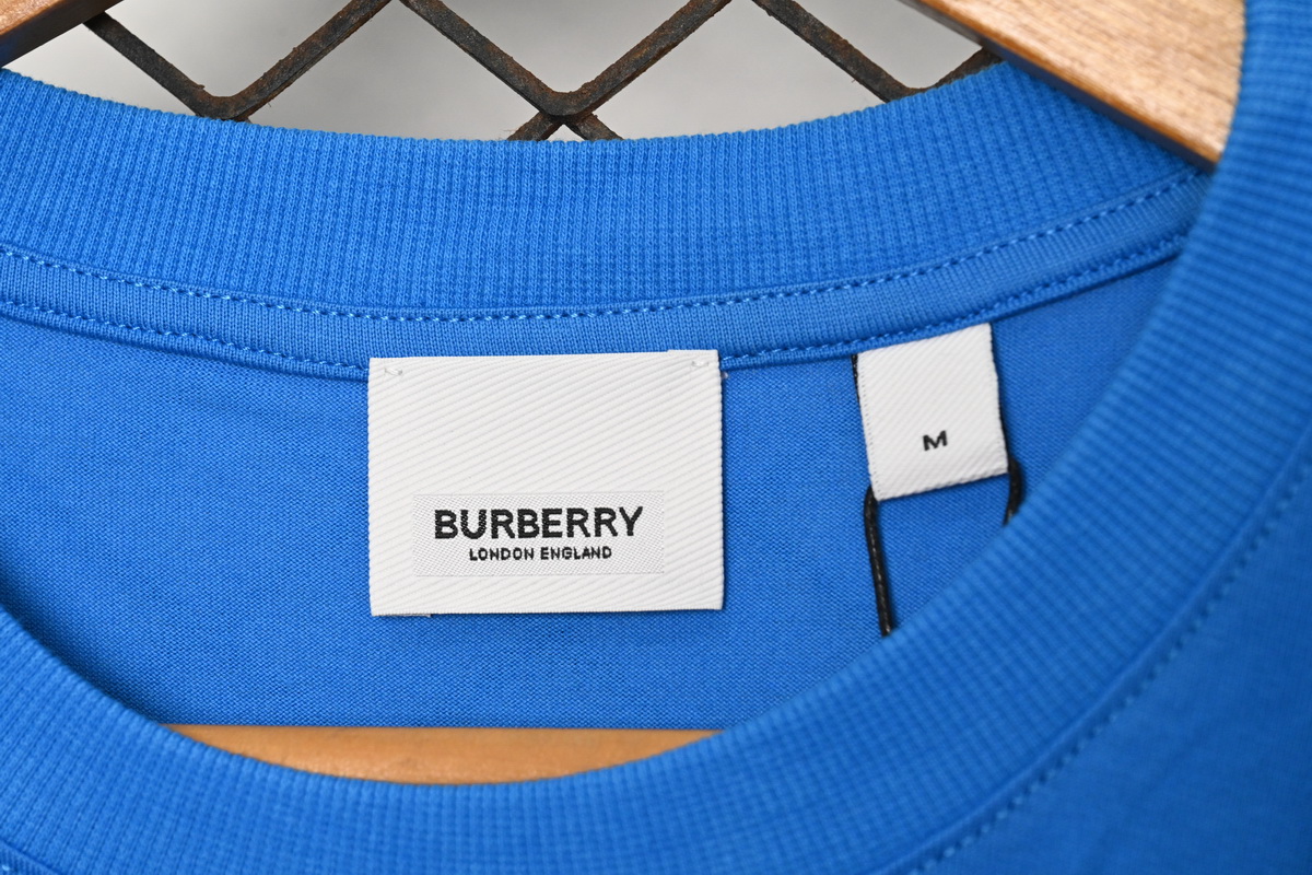 Burberry Letter Logo Print Loose Short Sleeve T-Shirt Blue