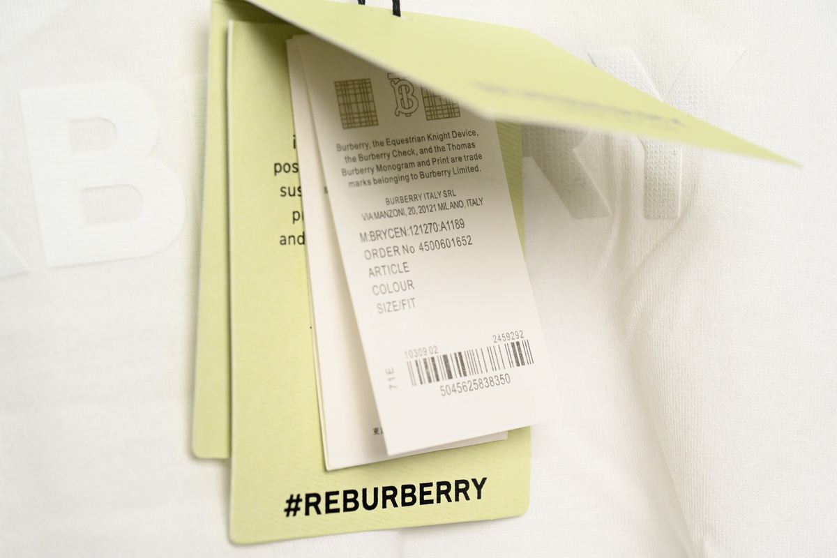 Burberry Letter Logo Print Loose Short Sleeve T-Shirt White
