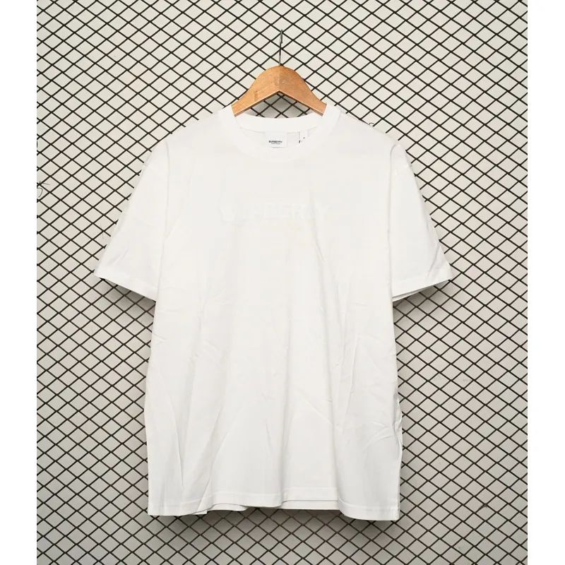 Burberry Letter Logo Print Loose Short Sleeve T-Shirt White