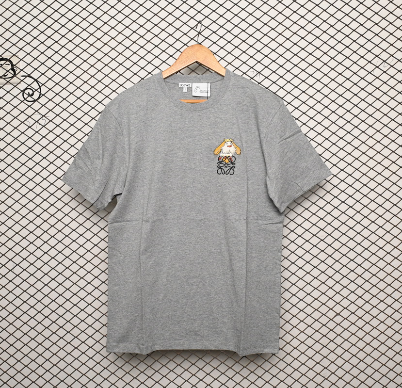 Loewe cartoon logo print round neck pullover short-sleeved T-shirt Grey