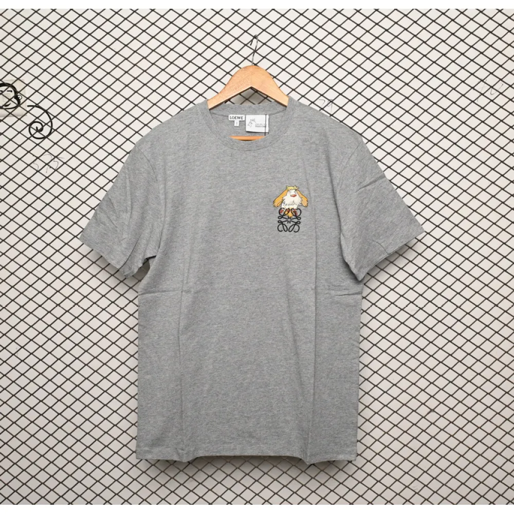 Loewe cartoon logo print round neck pullover short-sleeved T-shirt Grey