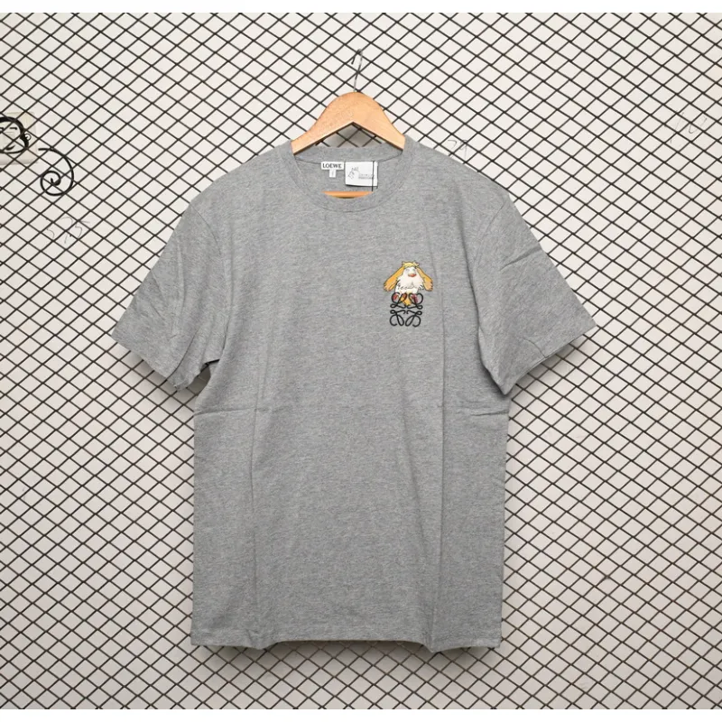 Loewe cartoon logo print round neck pullover short-sleeved T-shirt Grey