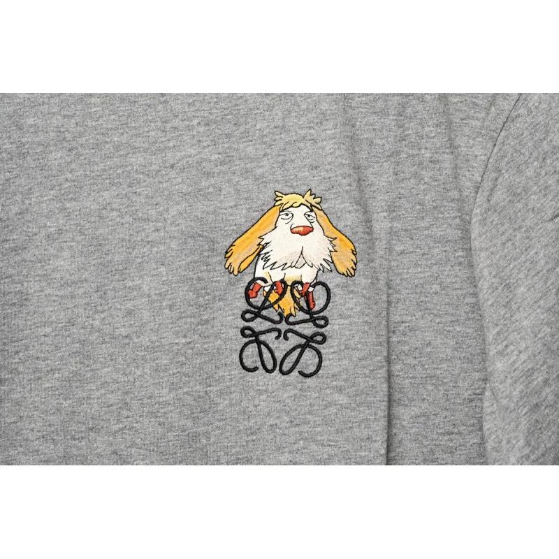Loewe cartoon logo print round neck pullover short-sleeved T-shirt Grey