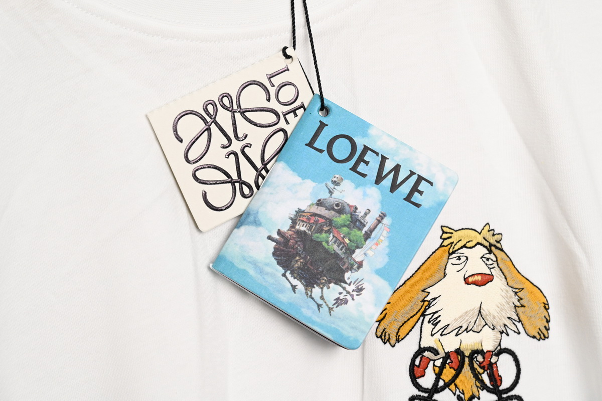 Loewe cartoon logo print round neck pullover short-sleeved T-shirt White