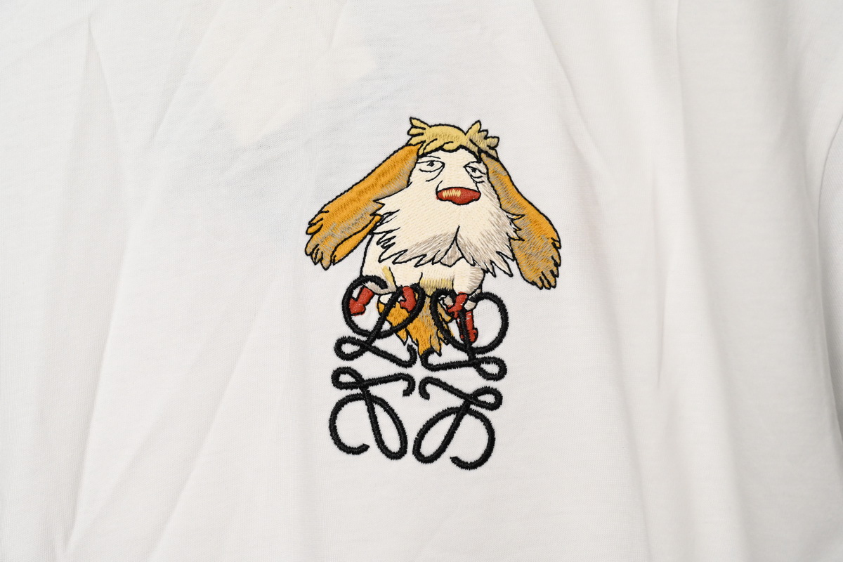 Loewe cartoon logo print round neck pullover short-sleeved T-shirt White