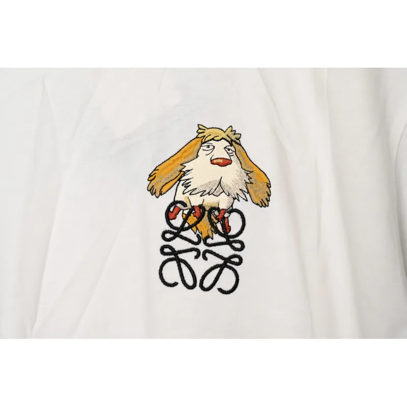 Loewe cartoon logo print round neck pullover short-sleeved T-shirt White