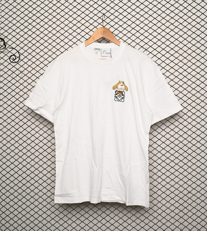 Loewe cartoon logo print round neck pullover short-sleeved T-shirt White