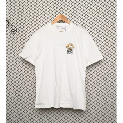 Loewe cartoon logo print round neck pullover short-sleeved T-shirt White 01