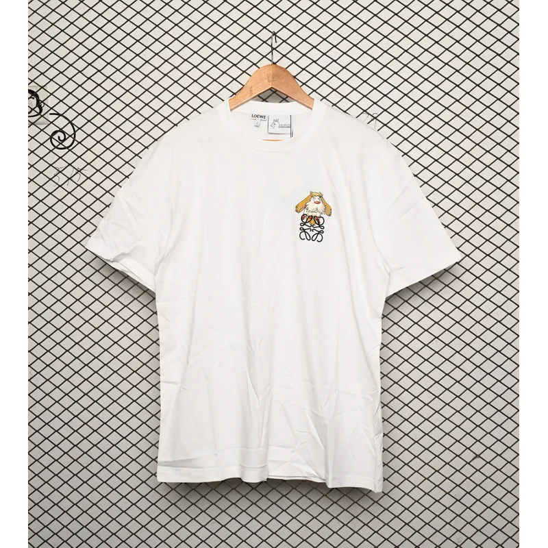 Loewe cartoon logo print round neck pullover short-sleeved T-shirt White