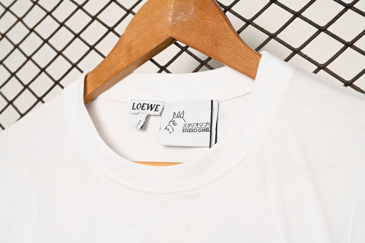 Loewe cartoon logo print round neck pullover short-sleeved T-shirt White