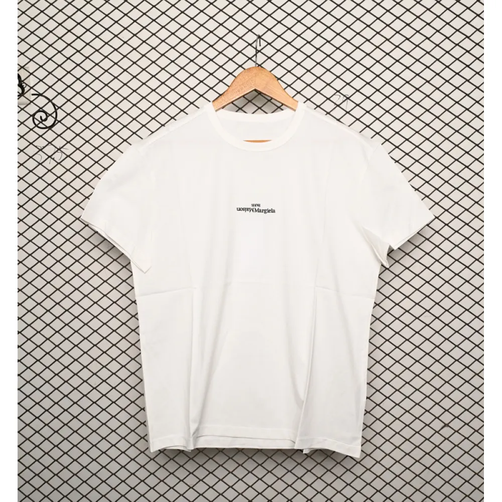 Mason Margiel letter logo print round neck pullover T-shirt White