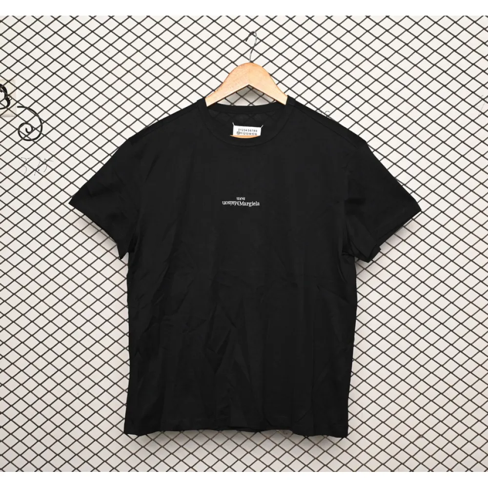 Mason Margiela letter logo print round neck pullover T-shirt Black