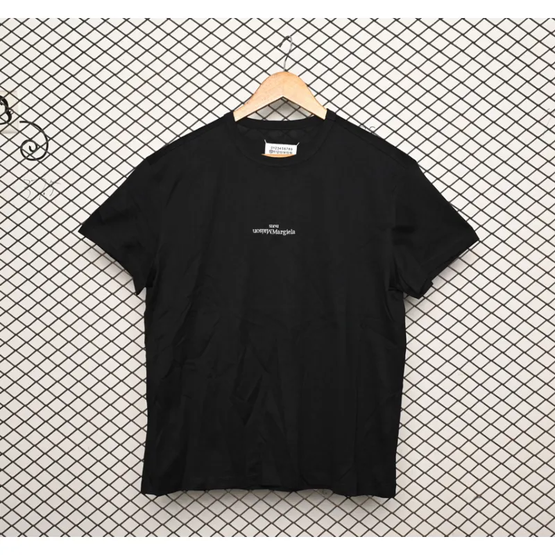 Mason Margiela letter logo print round neck pullover T-shirt Black