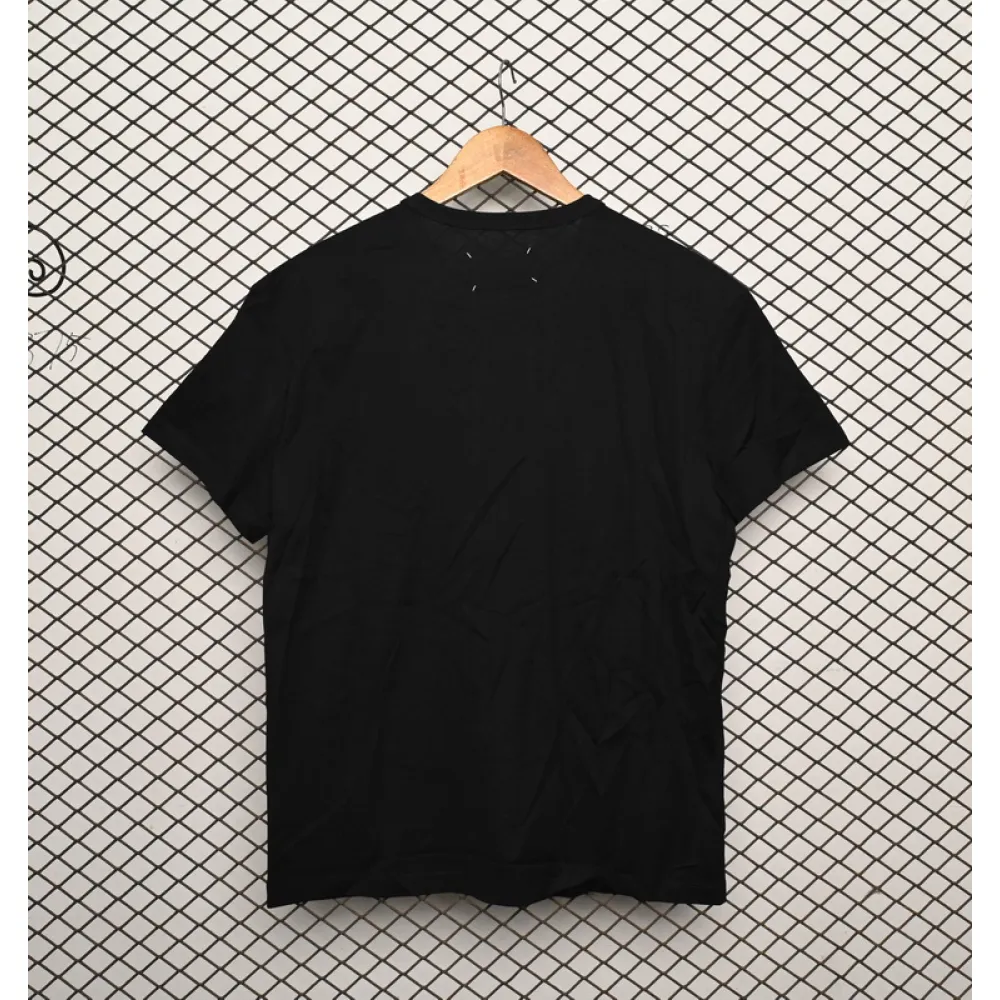 Mason Margiela letter logo print round neck pullover T-shirt Black