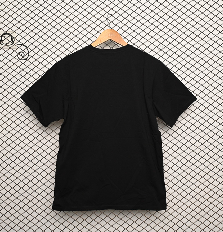 Prada Solid Color Logo Print Round Neck Short Sleeve T-Shirt Black