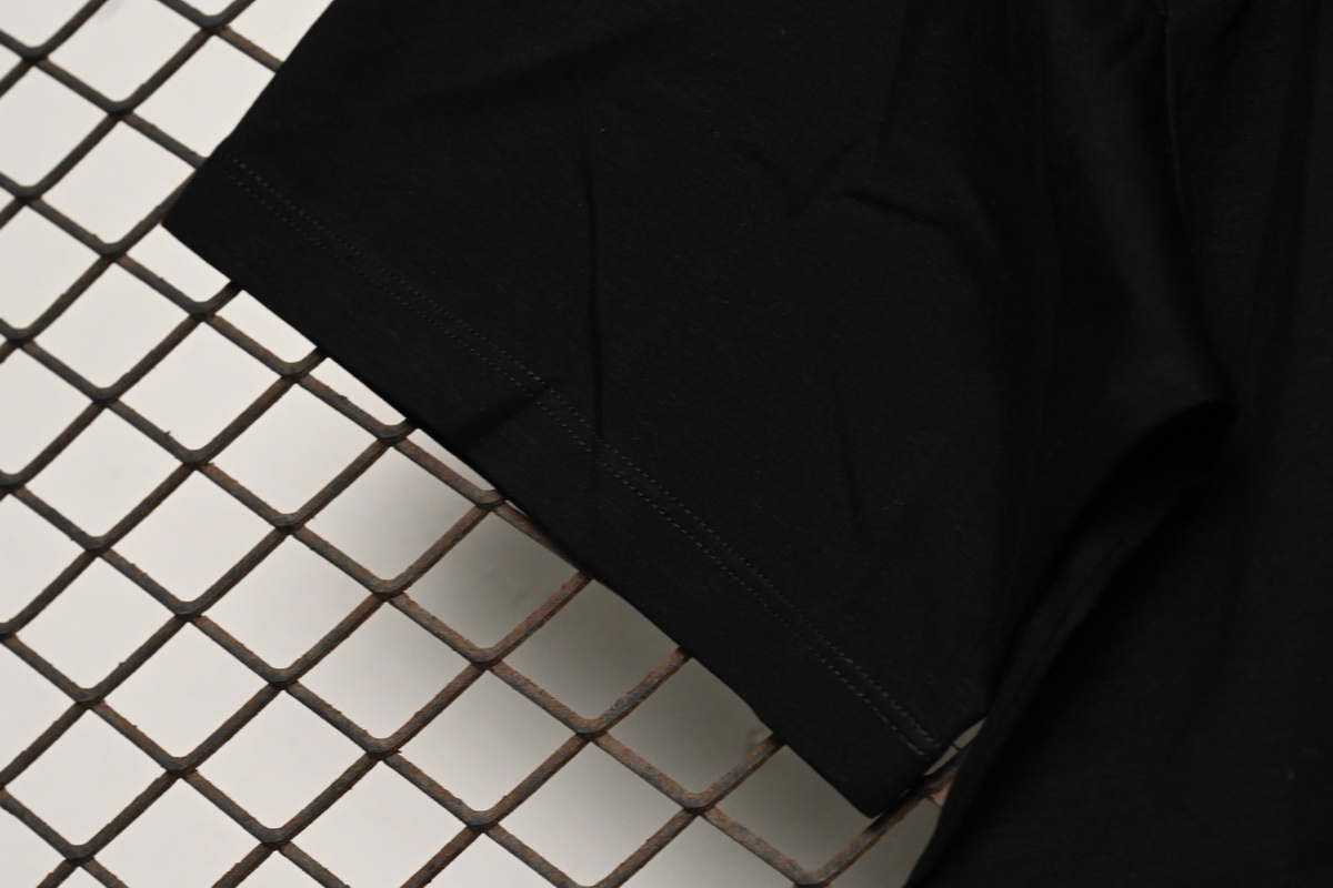 Prada Solid Color Logo Print Round Neck Short Sleeve T-Shirt Black