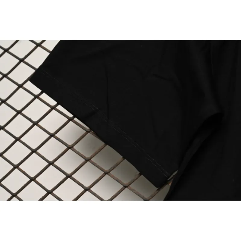 Prada Solid Color Logo Print Round Neck Short Sleeve T-Shirt Black