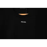Prada Solid Color Logo Print Round Neck Short Sleeve T-Shirt Black