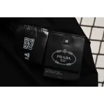 Prada Solid Color Logo Print Round Neck Short Sleeve T-Shirt Black