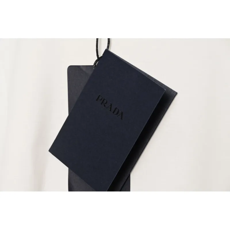 Prada Solid Color Logo Print Round Neck Short Sleeve T-Shirt White