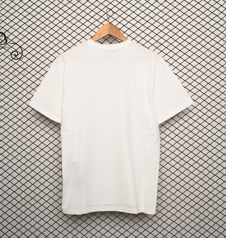 Prada Solid Color Logo Print Round Neck Short Sleeve T-Shirt White