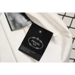 Prada Solid Color Logo Print Round Neck Short Sleeve T-Shirt White