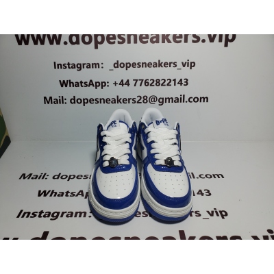 A Bathing Ape Bape StaPatent Leather White Blue (2023)(BapeSta) 02