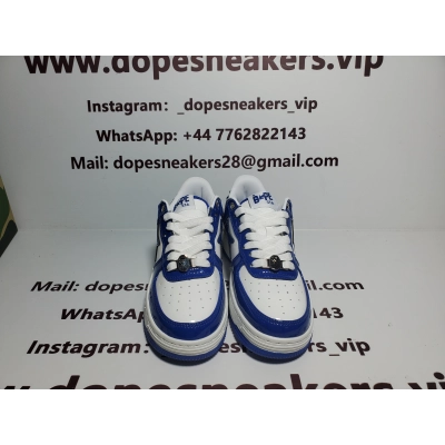 A Bathing Ape Bape StaPatent Leather White Blue (2023)(BapeSta) 02