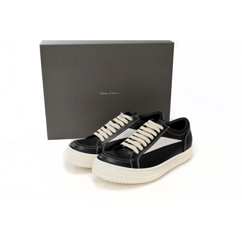 Rick Owens EDFU Vintage Sneaks Leather Black Milk White RP01C5888LPOLVS-911