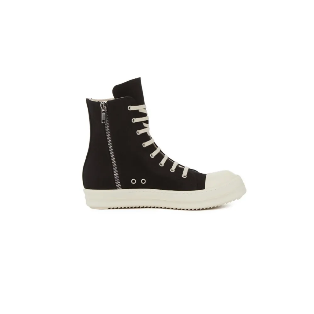 Rick Owens Leather High Top Black Cream Reps For Sale
