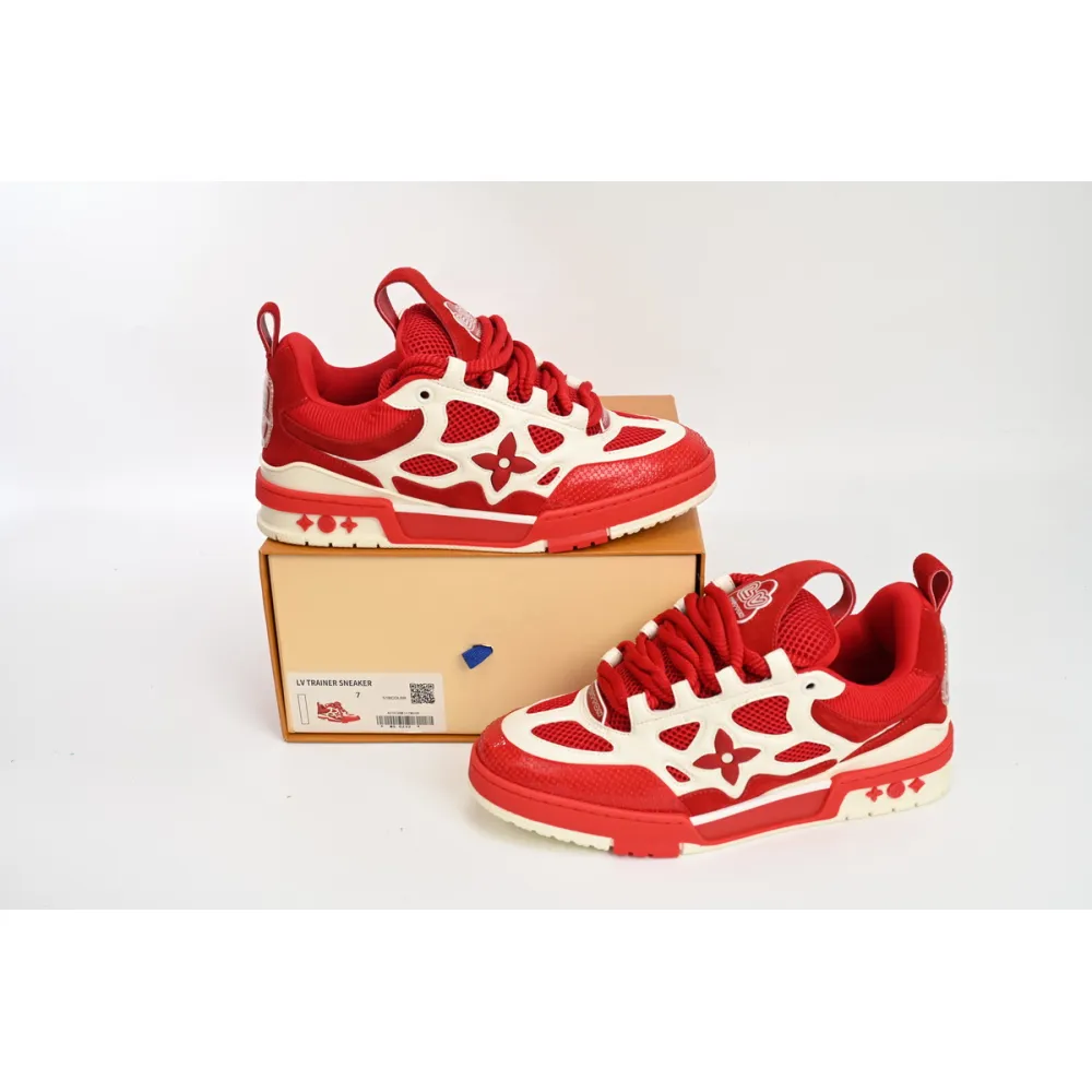 Louis Vuitton Leather lace up Fashionable Board Shoes Red 51BCOLRB