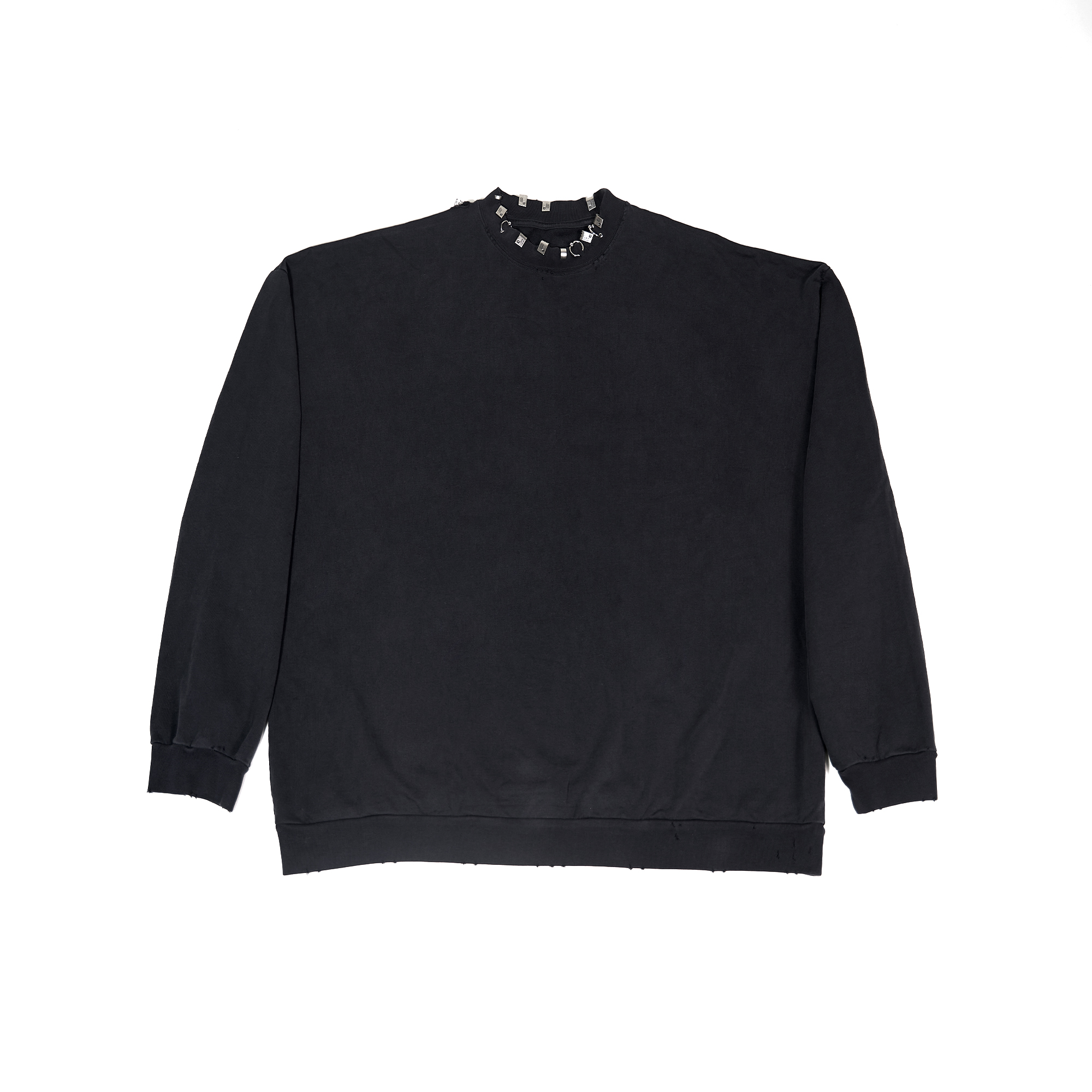 Balenciaga Pierced Round Sweatshirt Oversized in Black Faded 762718TPVD91055