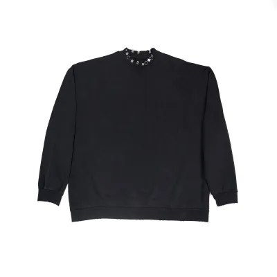 Balenciaga Pierced Round Sweatshirt Oversized in Black Faded  762718TPVD91055