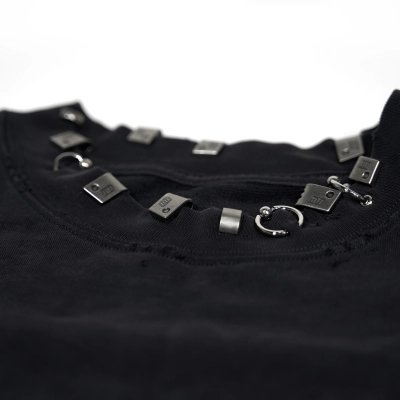 Balenciaga Pierced Round Sweatshirt Oversized in Black Faded  762718TPVD91055 02