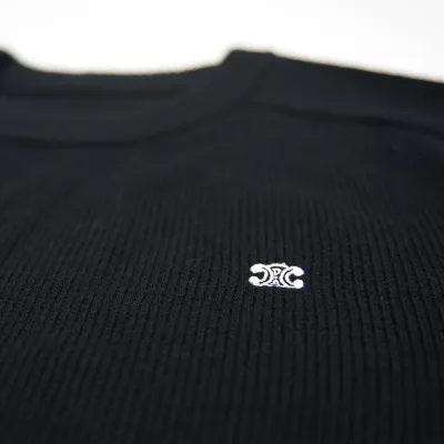 TRIOMPHE CREW NECK SWEATER IN WOOL AND CASHMERE BLACK / OFF WHITE 2AC85048T.38OW 02