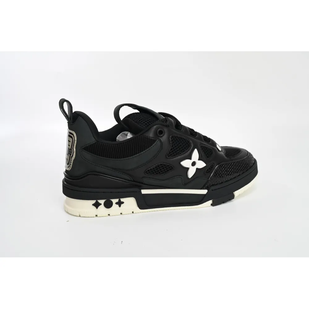 Louis Vuitton Leather lace up Fashionable Board Shoes Black 51BCOLRB