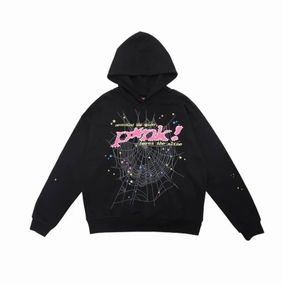 Sp5der P*NK Hoodie Black 01