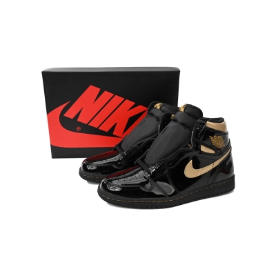 Air Jordan 1 High OG Patent Black Metallic Gold 555088-032 02