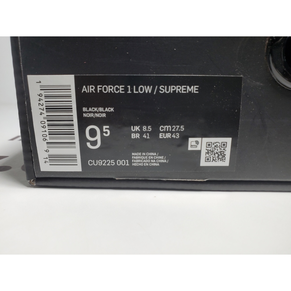 Supreme x Air Force 1 Low Black CU9225-001